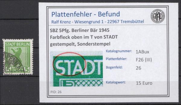 SBZ_1945_PLATTENFEHLER_Nr_1ABux_III_gestempelt_Bild1