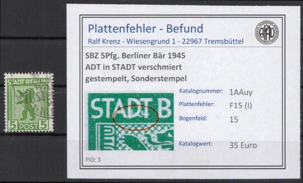 SBZ_1945_PLATTENFEHLER_Nr_1AAuy_I_gestempelt_Bild1