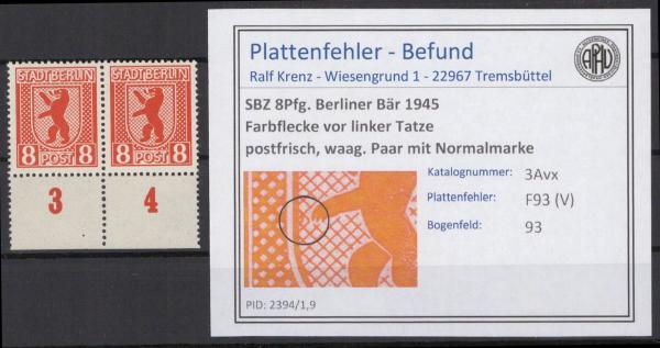 SBZ_1945_PLATTENFEHLER_Nr_3Avx_V_postfrisch_Bild1
