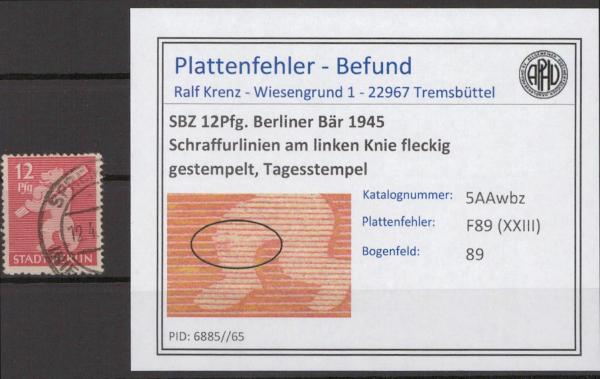 SBZ_1945_PLATTENFEHLER_Nr_5AAwbz_XXIII_gestempelt_Bild1