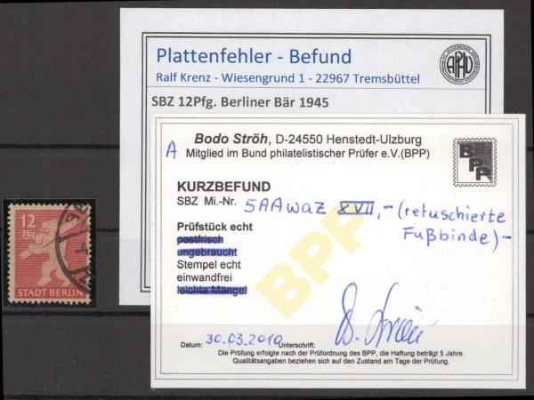 SBZ_1945_PLATTENFEHLER_Nr_5AAwaz_XVII_gestempelt_Bild1