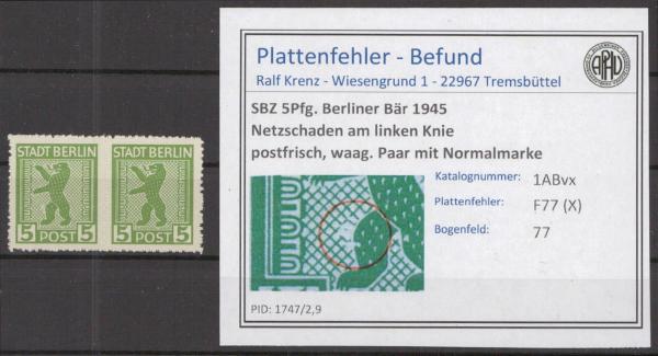 SBZ_1945_PLATTENFEHLER_Nr_1ABvx_X_postfrisch_Bild1