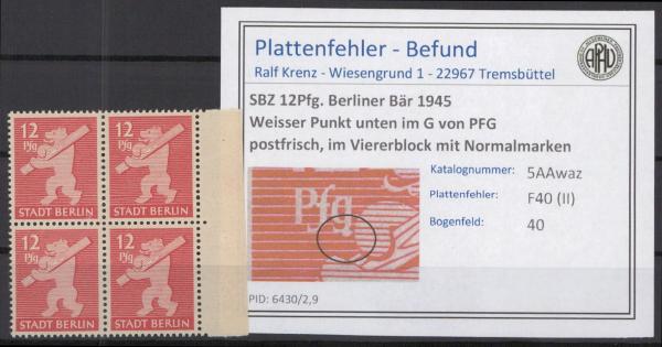 SBZ_1945_PLATTENFEHLER_Nr_5Awaz_II_postfrisch_Bild1