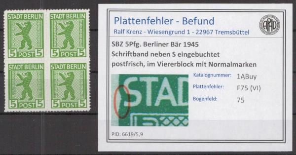 SBZ_1945_PLATTENFEHLER_Nr_1ABuy_VI_postfrisch_Bild1