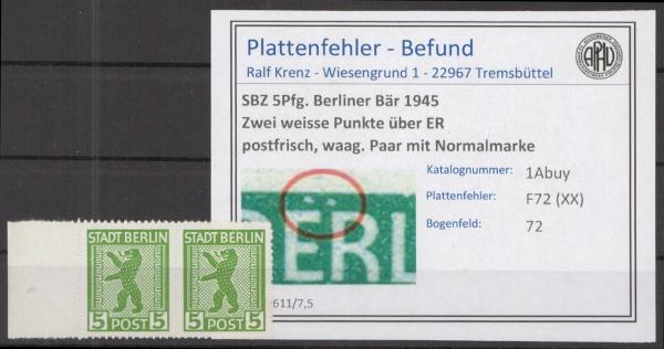 SBZ_1945_PLATTENFEHLER_Nr_1ABuy_XX_postfrisch_Bild1