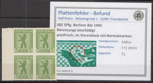 SBZ_1945_PLATTENFEHLER_Nr_1ABvx_XVII_postfrisch_Bild1
