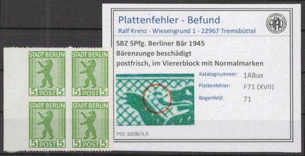 SBZ_1945_PLATTENFEHLER_Nr_1ABux_XVII_postfrisch_Bild1