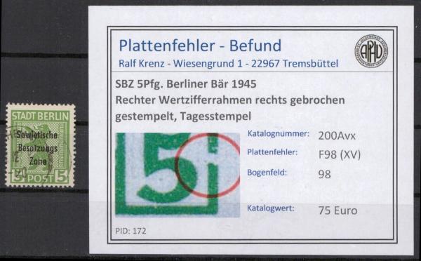 SBZ_1948_PLATTENFEHLER_Nr_200Avx_XV_postfrisch_Bild1