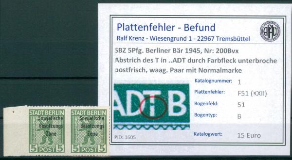 SBZ_1948_PLATTENFEHLER_Nr_200Bvx_F51_(XXII)_postfrisch_Bild1