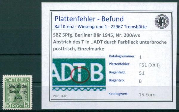 SBZ_1948_PLATTENFEHLER_Nr_200Avx_F51_(XXII)_postfrisch_Bild1