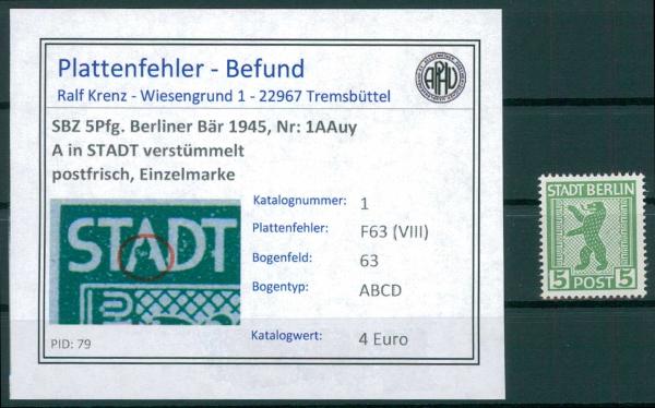 SBZ_1945_PLATTENFEHLER_Nr_1AAuy_F63(VIII)_postfrisch_Bild1