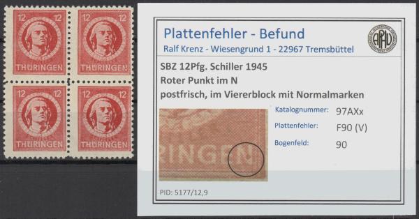 SBZ_1945_PLATTENFEHLER_Nr_97AXx_V_postfrisch_Bild1