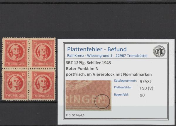 SBZ_1945_PLATTENFEHLER_Nr_97AXt_V_postfrisch_Bild1