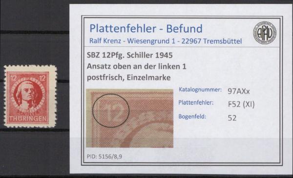 SBZ_1945_PLATTENFEHLER_Nr_97AXx_XI_postfrisch_Bild1