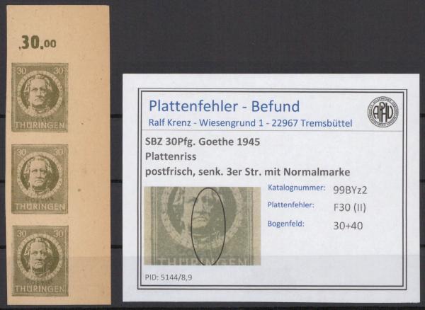 SBZ_1945_PLATTENFEHLER_Nr_99BYz2_II_postfrisch_Bild1