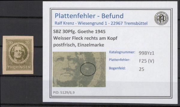 SBZ_1945_PLATTENFEHLER_Nr_99BYz1_V_postfrisch_Bild1