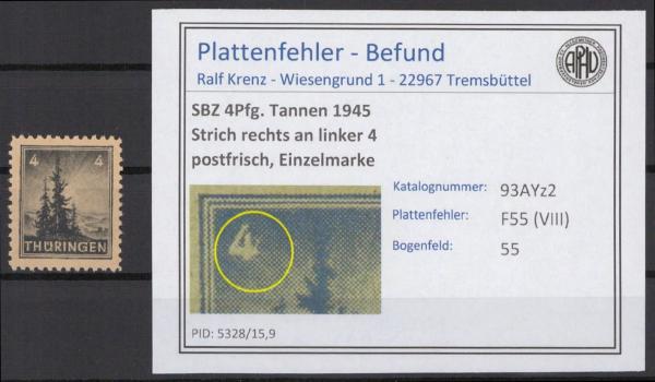 SBZ_1945_PLATTENFEHLER_Nr_93AYz2_VIII_postfrisch_Bild1