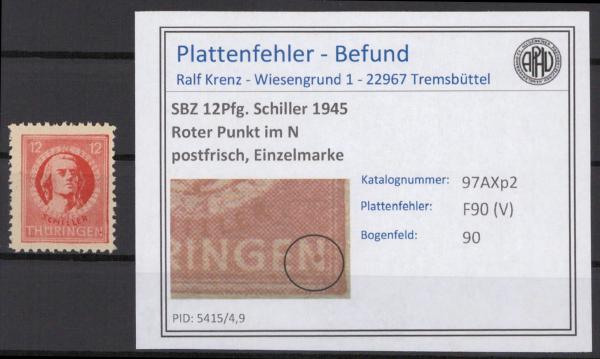 SBZ_1945_PLATTENFEHLER_Nr_97AXp2_V_postfrisch_Bild1
