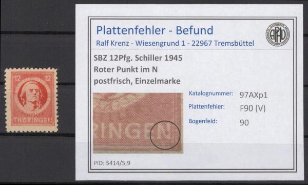 SBZ_1945_PLATTENFEHLER_Nr_97AXp1_V_postfrisch_Bild1