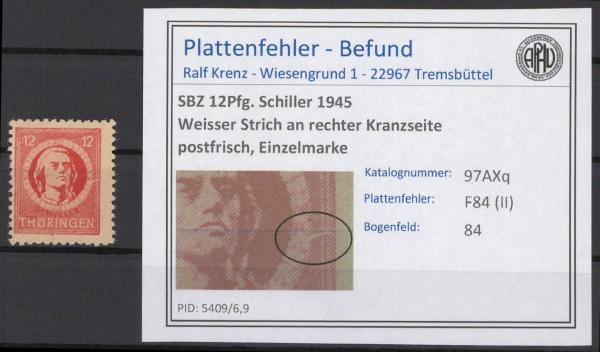 SBZ_1945_PLATTENFEHLER_Nr_97AXq_II_postfrisch_Bild1
