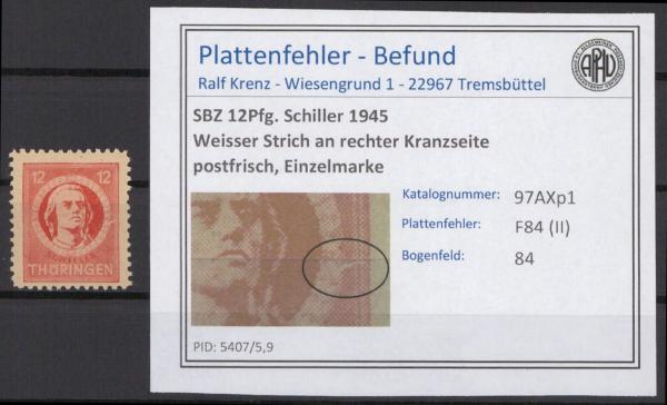 SBZ_1945_PLATTENFEHLER_Nr_97AXp1_II_postfrisch_Bild1