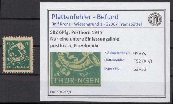 SBZ_1945_PLATTENFEHLER_Nr_95AYy_XIV_postfrisch_Bild1
