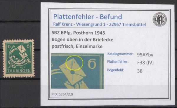 SBZ_1945_PLATTENFEHLER_Nr_95AYby_IV_postfrisch_Bild1