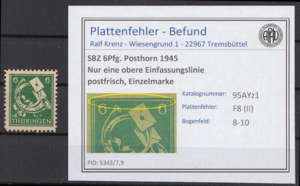 SBZ_1945_PLATTENFEHLER_Nr_95AYz1_II_postfrisch_Bild1