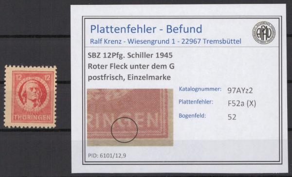 SBZ_1945_PLATTENFEHLER_Nr_97AYz2_X_postfrisch_Bild1