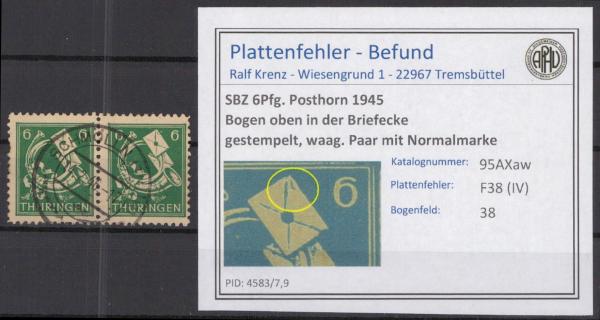 SBZ_1945_PLATTENFEHLER_Nr_95AXaw_IV_gestempelt_Bild1