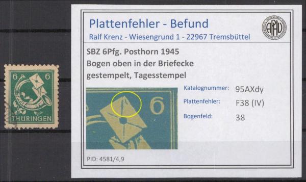 SBZ_1945_PLATTENFEHLER_Nr_95AXdy_IV_gestempelt_Bild1