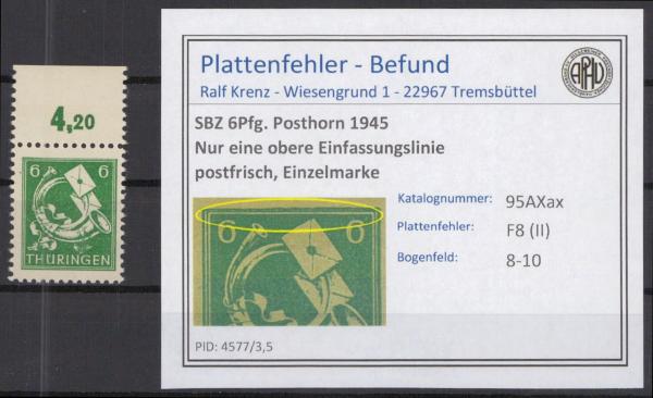 SBZ_1945_PLATTENFEHLER_Nr_95AXaw_II_postfrisch_Bild1
