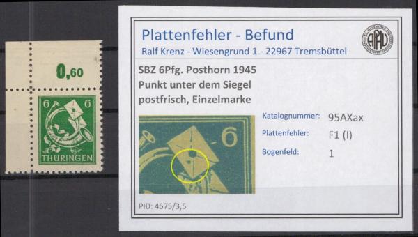 SBZ_1945_PLATTENFEHLER_Nr_95AXax_I_postfrisch_Bild1