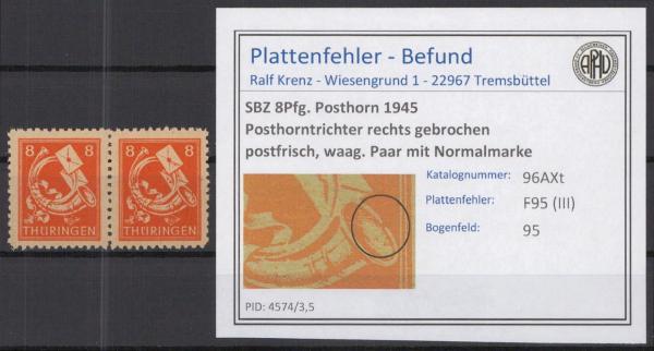 SBZ_1945_PLATTENFEHLER_Nr_96AXt_III_postfrisch_Bild1