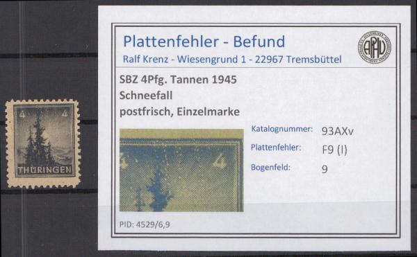 SBZ_1945_PLATTENFEHLER_Nr_93AXv_I_postfrisch_Bild1
