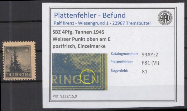 SBZ_1945_PLATTENFEHLER_Nr_93AYz2_VI_postfrisch_Bild1