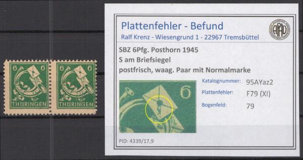 SBZ_1945_PLATTENFEHLER_Nr_95AYaz2_XI_postfrisch_Bild1