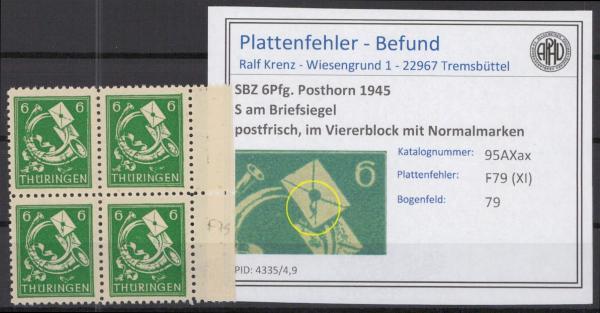 SBZ_1945_PLATTENFEHLER_Nr_95AXax_XI_postfrisch_Bild1