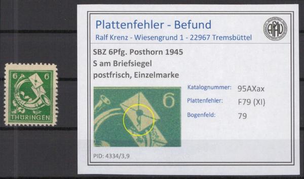SBZ_1945_PLATTENFEHLER_Nr_95AXax_XI_postfrisch_Bild1