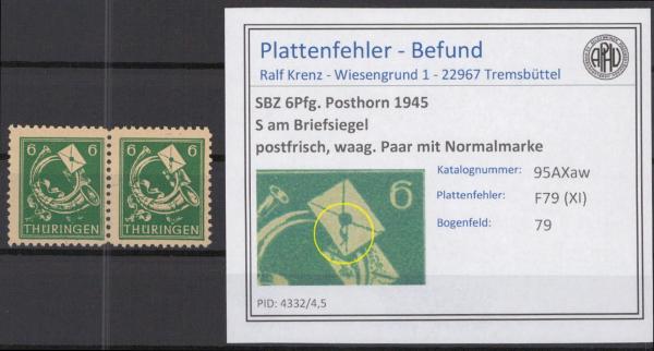 SBZ_1945_PLATTENFEHLER_Nr_95AXaw_XI_postfrisch_Bild1