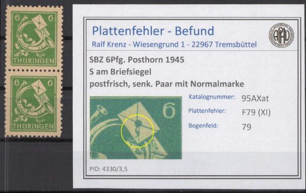 SBZ_1945_PLATTENFEHLER_Nr_95AXat_XI_postfrisch_Bild1