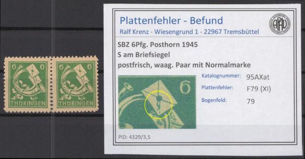 SBZ_1945_PLATTENFEHLER_Nr_95AXat_XI_postfrisch_Bild1