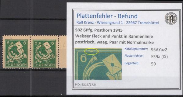 SBZ_1945_PLATTENFEHLER_Nr_95AYaz2_IX_postfrisch_Bild1