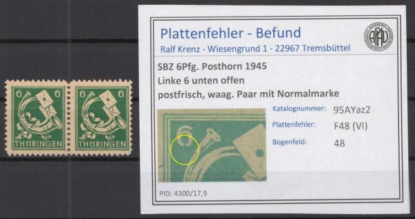SBZ_1945_PLATTENFEHLER_Nr_95AYaz2_VI_postfrisch_Bild1
