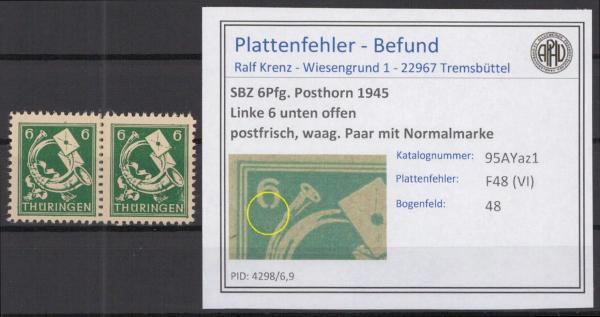 SBZ_1945_PLATTENFEHLER_Nr_95AYaz1_VI_postfrisch_Bild1