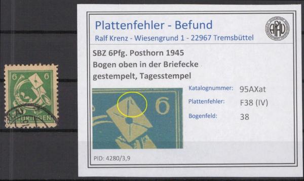 SBZ_1945_PLATTENFEHLER_Nr_95AXat_IV_gestempelt_Bild1