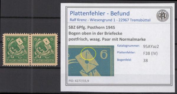SBZ_1945_PLATTENFEHLER_Nr_95AXaz2_IV_postfrisch_Bild1