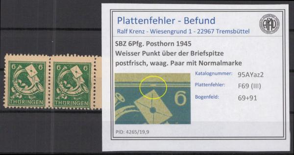 SBZ_1945_PLATTENFEHLER_Nr_95AYaz2_III_postfrisch_Bild1