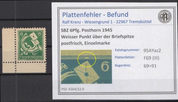 SBZ_1945_PLATTENFEHLER_Nr_95AYaz2_III_postfrisch_Bild1