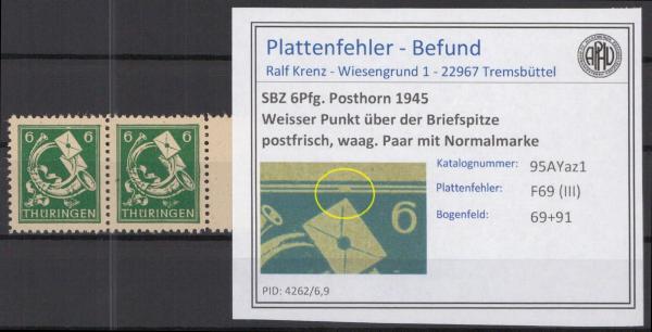 SBZ_1945_PLATTENFEHLER_Nr_95AYaz1_III_postfrisch_Bild1